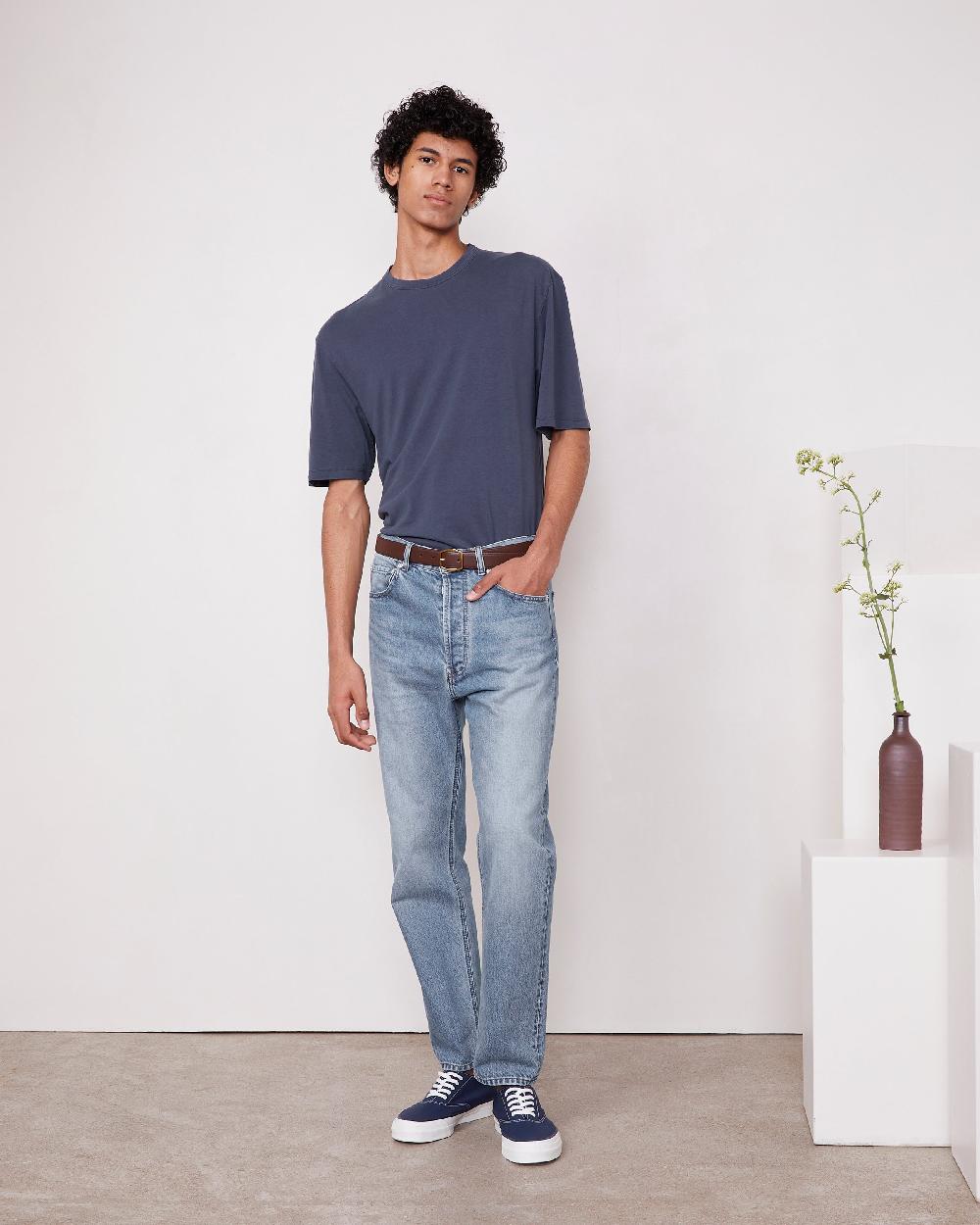 officine generale T-shirt benny COTON LYOCELL TEINT EN PIÈCE