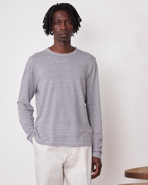 Officine Generale T-shirt COTON LIN HEATHER GREY/ECRU