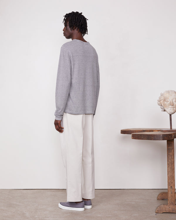 Officine Generale T-shirt COTON LIN HEATHER GREY/ECRU