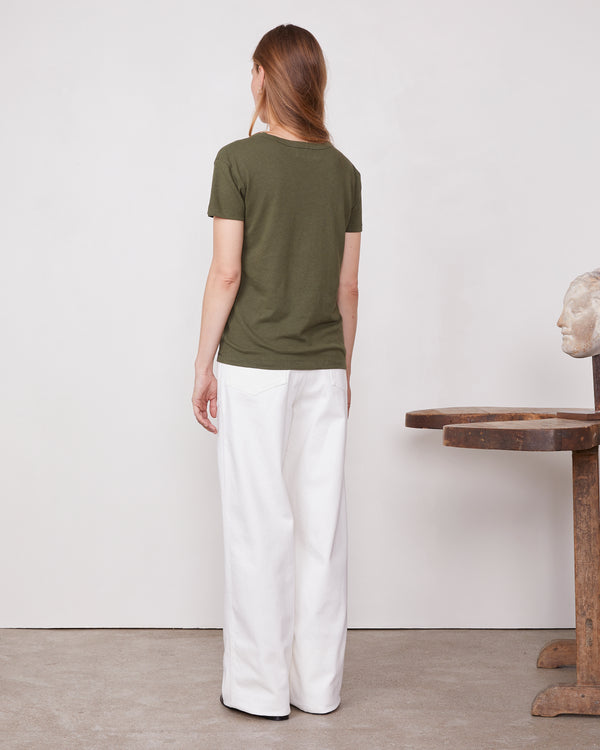 Officine Generale T-shirt Lara Mélange De Coton Et De Lin