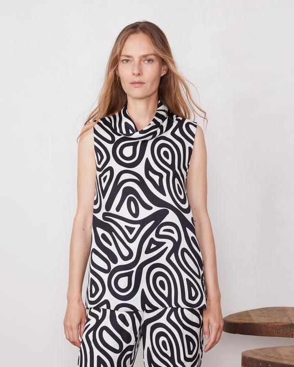 Officine Generale Top Svelta Viscose Italienne BLACK/ECRU