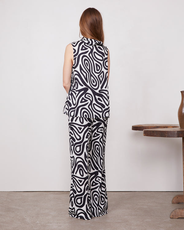 Officine Generale Top Svelta Viscose Italienne BLACK/ECRU