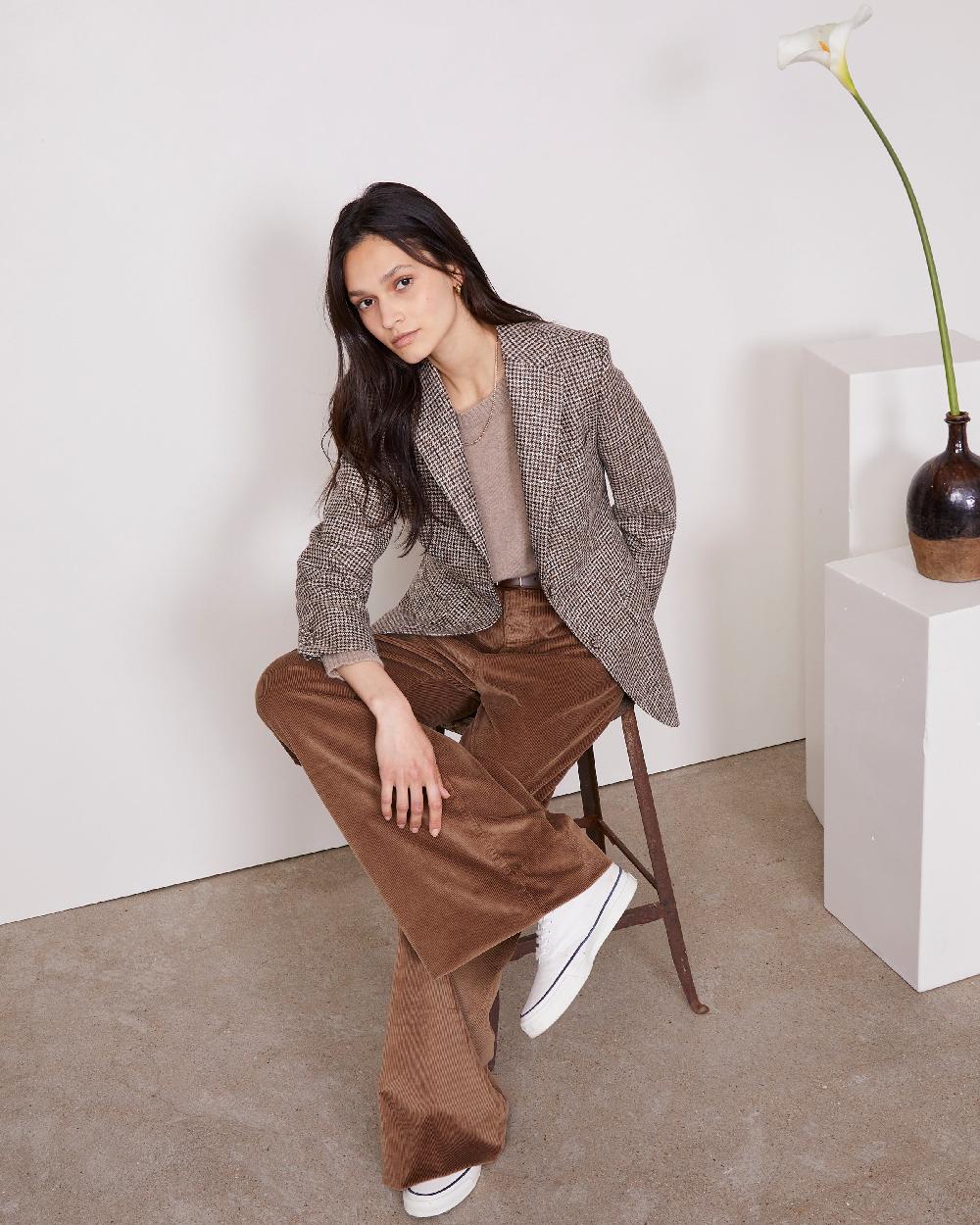 officine generale Veste charlene Laine Pied de Poule Italienne GINGERBRE/KHAKI/SAND