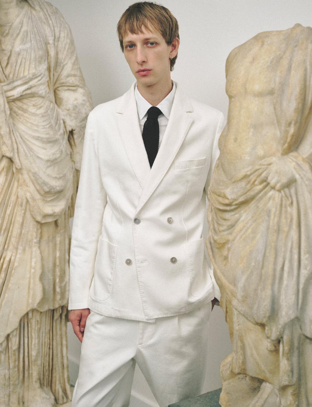 officine generale Veste leon COTON ELASTHANNE BLANC