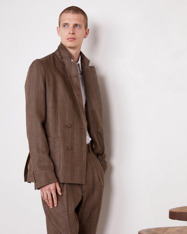 Officine Generale Veste Leon LIN COTON TOFFEE/BLACK