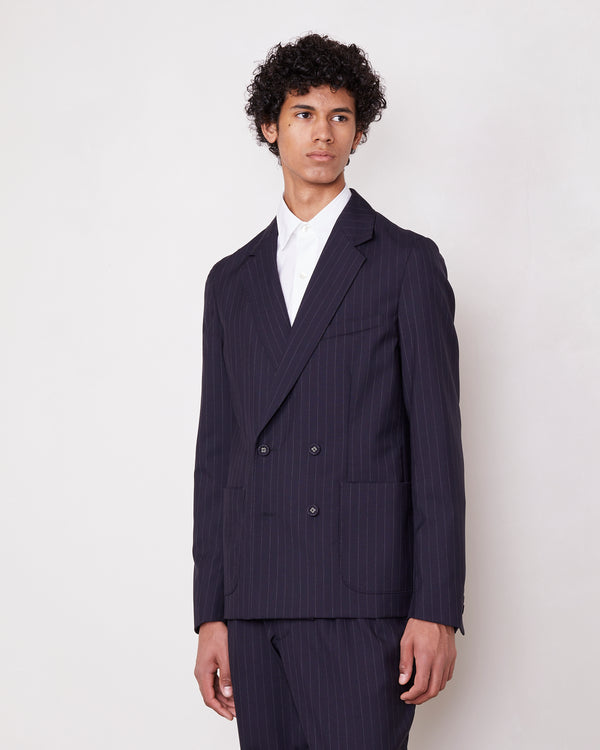Officine Generale Veste Leon PINSTRIPE EN LAINE TROPICALE DARNAVY/WHITE