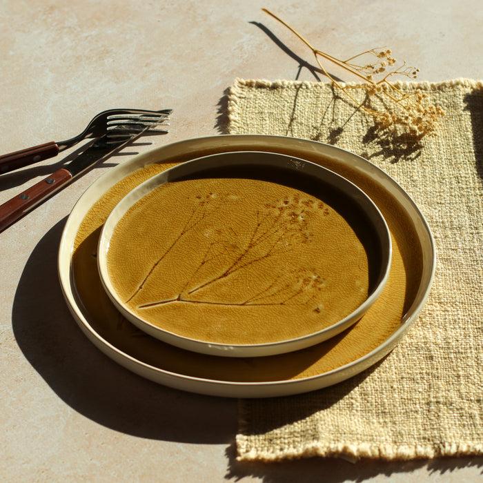 Ogo Living Assiette à Dessert FLÉ Jaune Moutarde 20cm