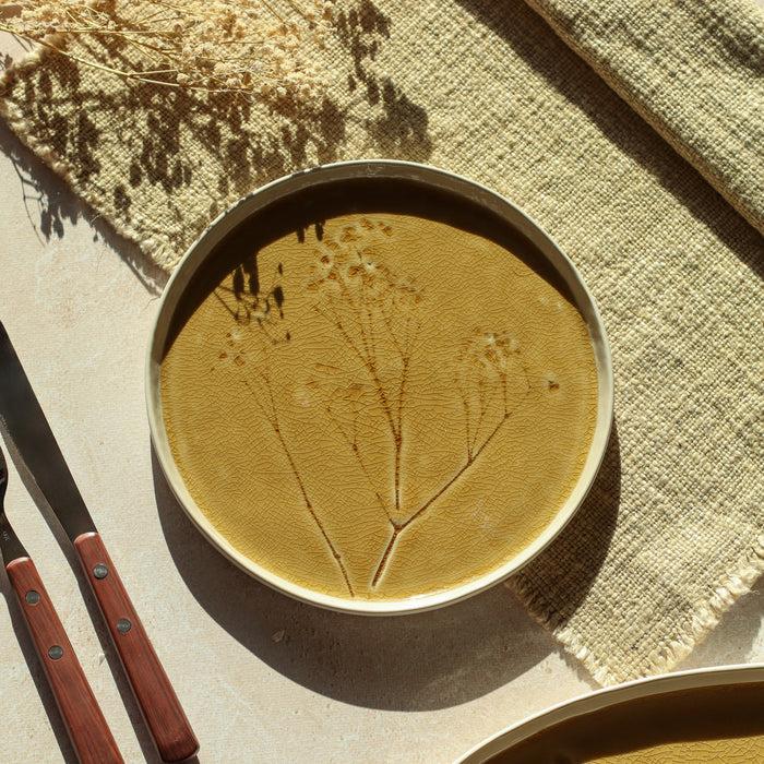 ogo living Assiette à dessert FLÉ jaune moutarde 20cm