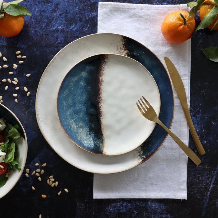 Ogo Living Assiette à Dessert KATANGA Blanche Et Bleue 20 5cm