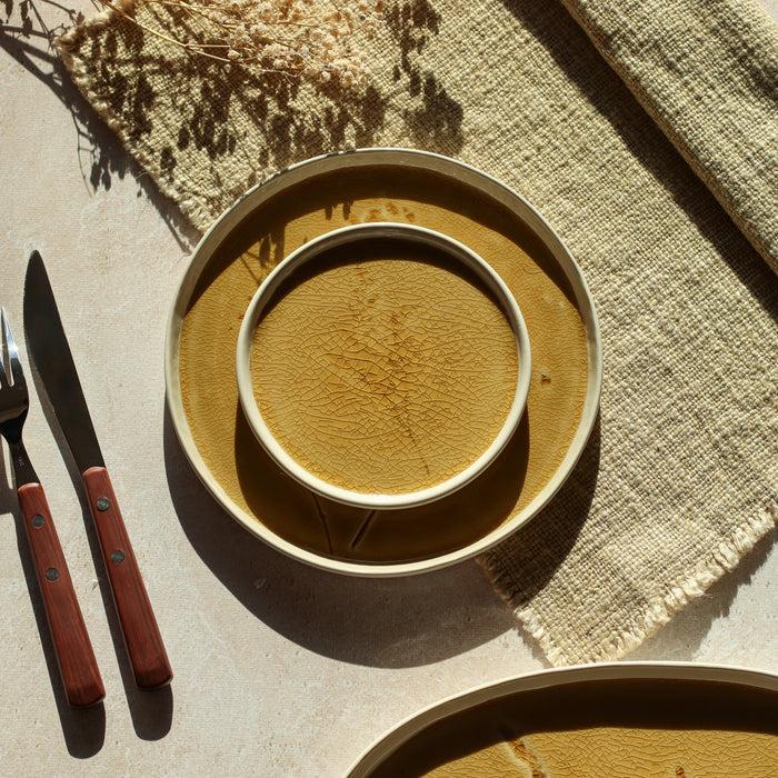 ogo living Assiette à pain FLÉ jaune moutarde 13 5cm