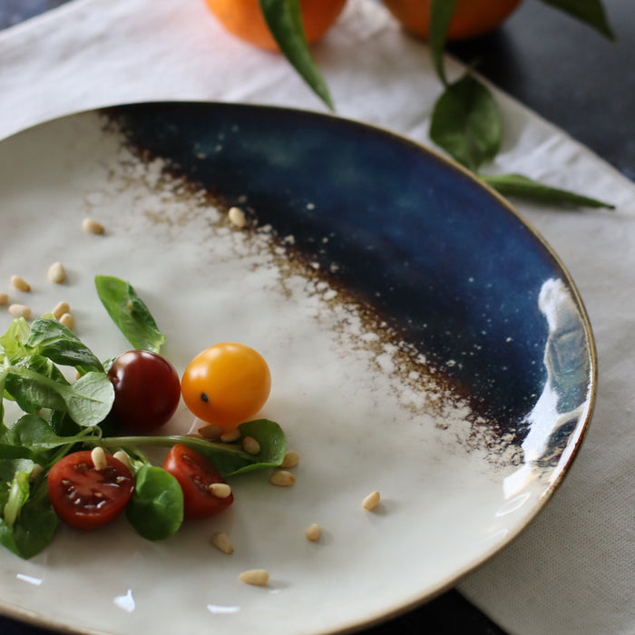 ogo living Assiette plate KATANGA blanche et bleue 27 5cm