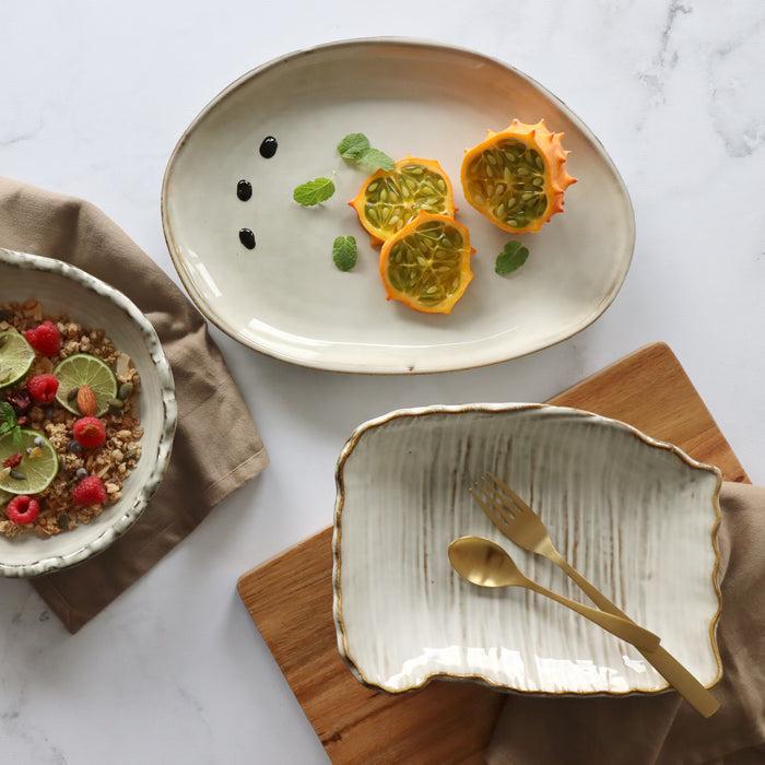 Ogo Living Assiette Rectangulaire NAKURU Gris 25 5cm