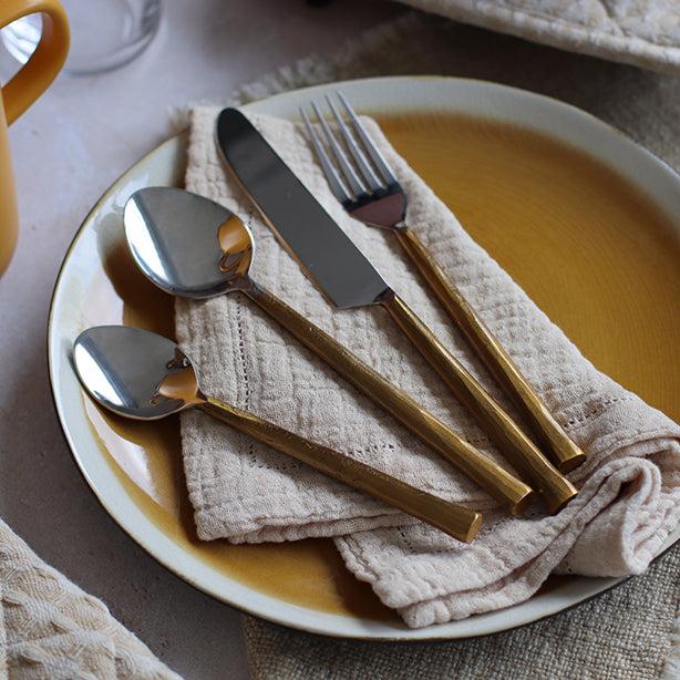 ogo living Lot de 6 cuillères à soupe KHOS en acier inoxydable or