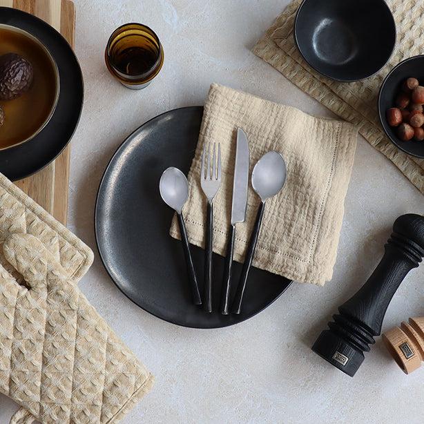 ogo living Lot de 6 cuillères à soupe KHOS en acier inoxydable noir