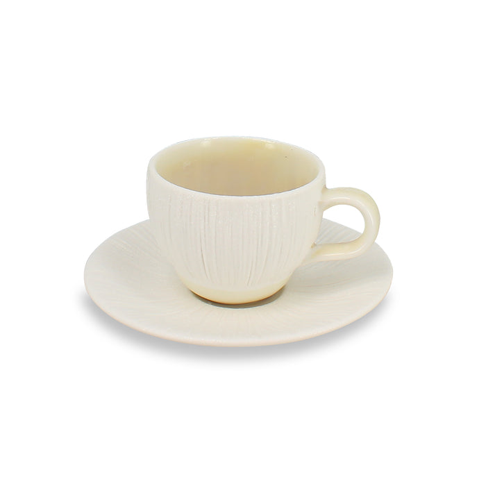 ogo living Lot de 6 tasses et soucoupes URUS beige 12cm