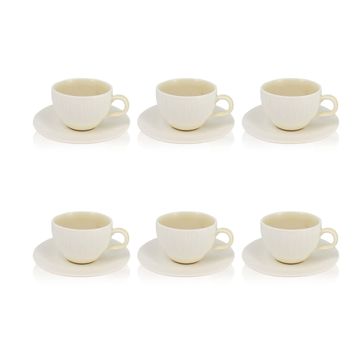 Ogo Living Lot De 6 Tasses Et Soucoupes URUS Beige 15cm