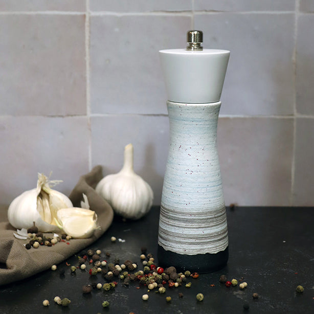 Ogo Living Moulin à Poivre En Céramique Et Bois De Hêtre Blanc 18 5cm