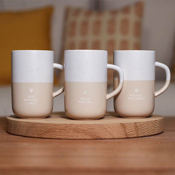 Ogo Living Mug Beige En Grès à Message "love Without Limits" 580ml
