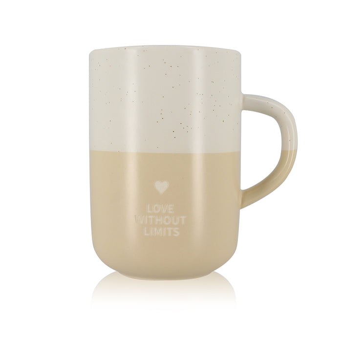 Ogo Living Mug Beige En Grès à Message "love Without Limits" 580ml