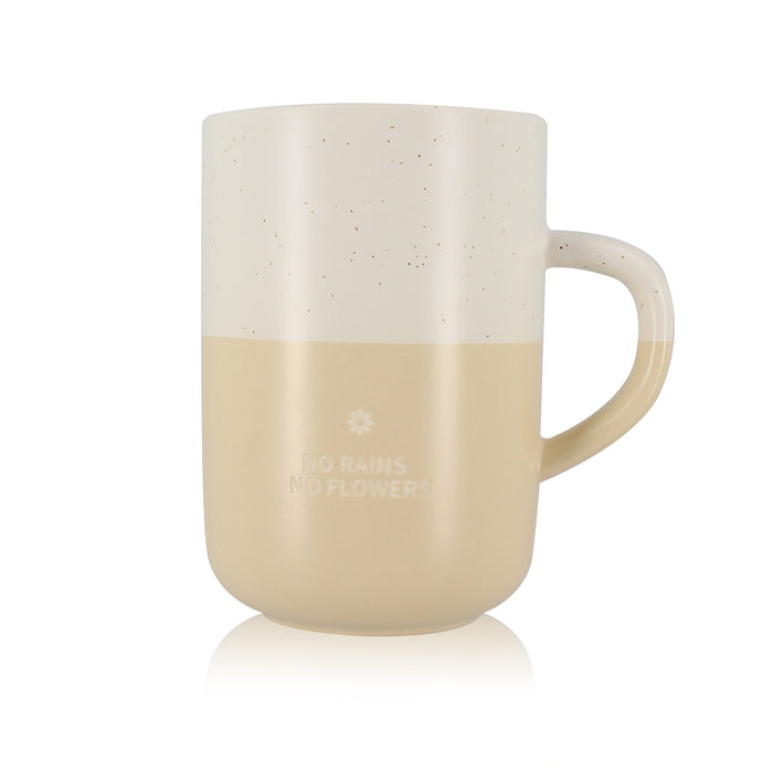 Ogo Living Mug Beige En Grès à Message "no Rains No Flowers" 580ml