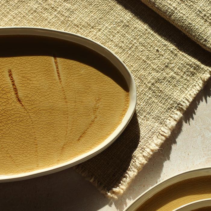 Ogo Living Plat Ovale FLÉ Jaune Moutarde 29 5 Cm