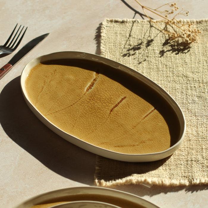 Ogo Living Plat Ovale FLÉ Jaune Moutarde 29 5 Cm