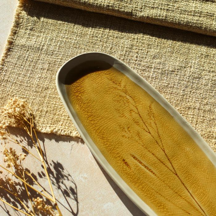 Ogo Living Plat Ovale FLÉ Jaune Moutarde 32 5 Cm