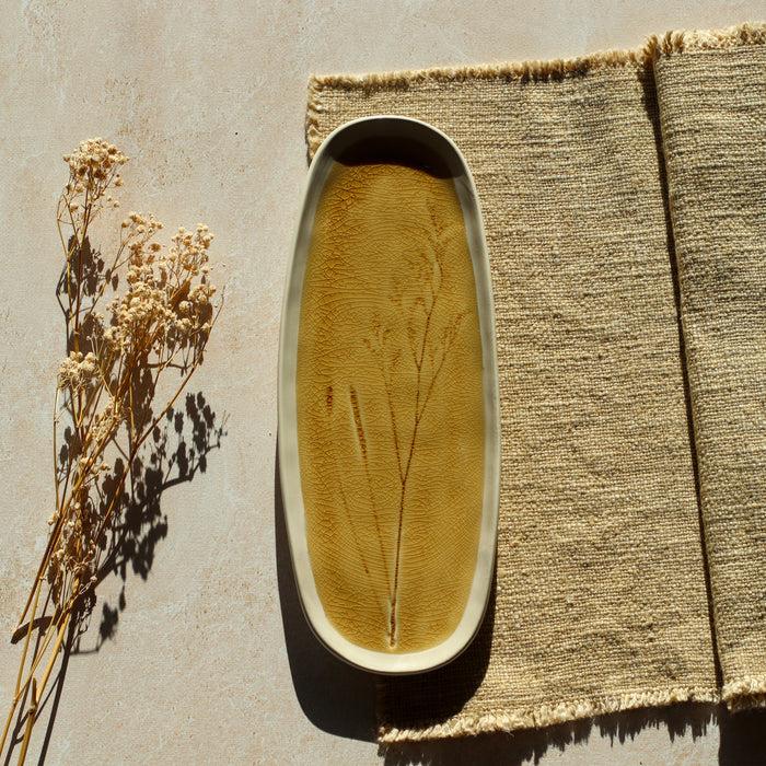 Ogo Living Plat Ovale FLÉ Jaune Moutarde 32 5 Cm