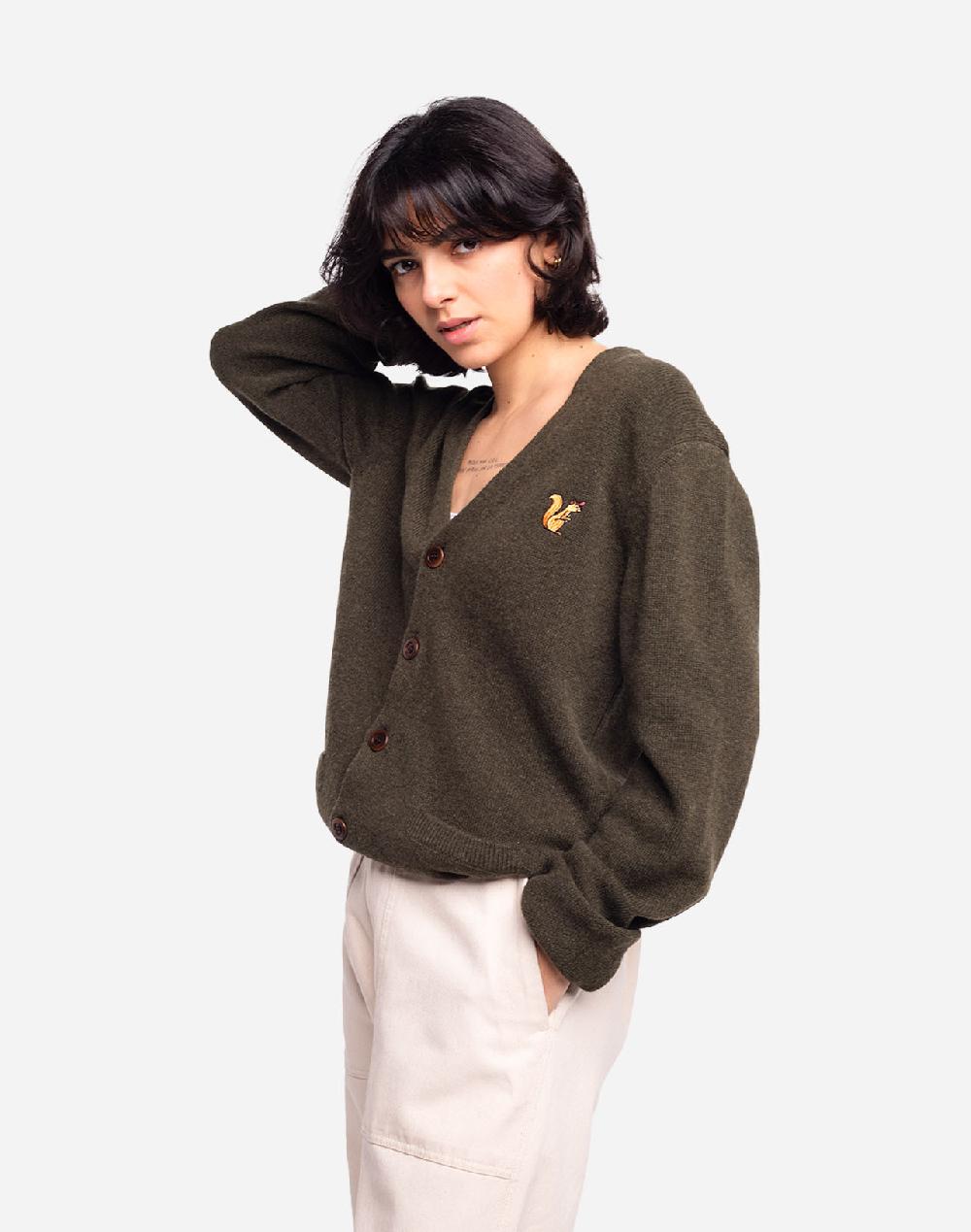 Olow Cardigan Esquilo Kaki