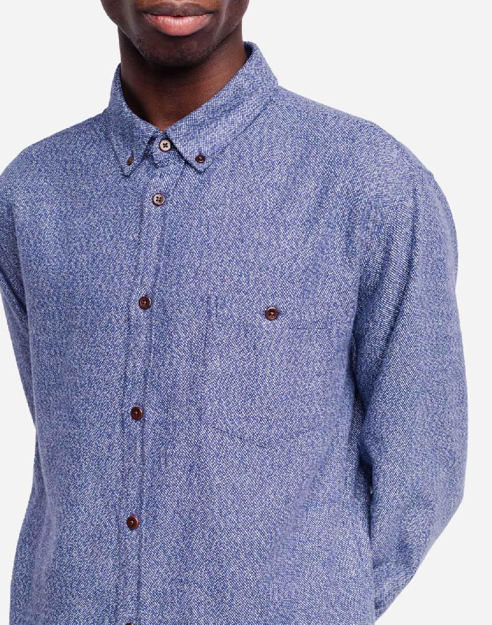 Olow Chemise Classico Musca Bleu Chiné