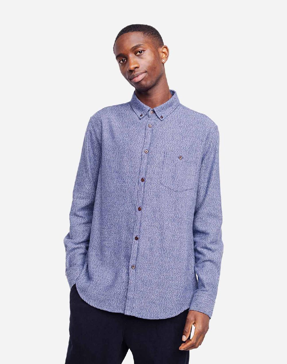 olow Chemise Classico Musca bleu chiné