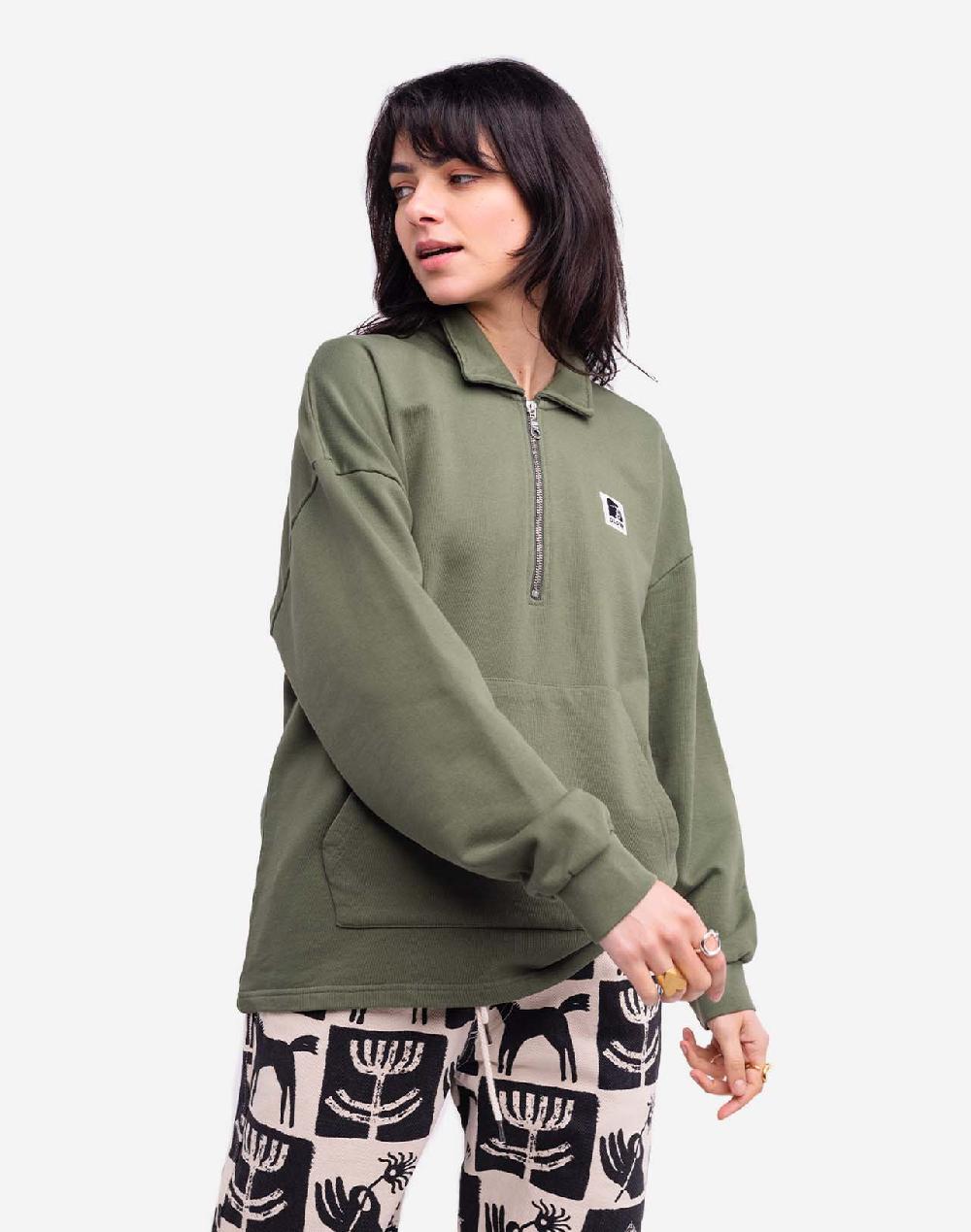 olow Sweat zippé manso vert olive