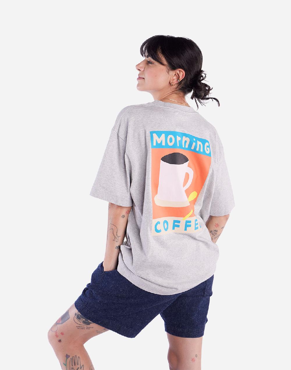 olow T-shirt ample Morning Coffee gris chiné