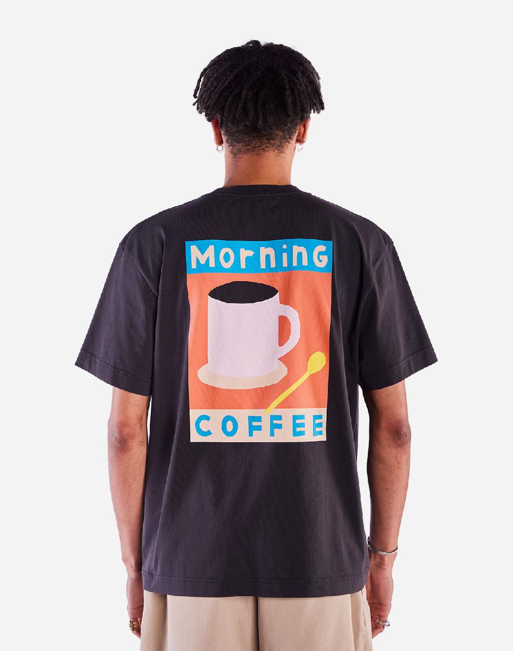 olow T-shirt ample Morning Coffee noir carbone