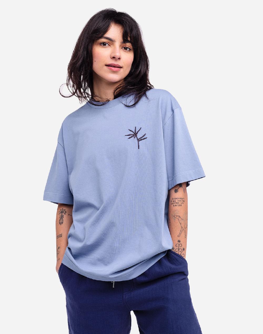 Olow T-shirt Ample Night Trip Bleu Azur