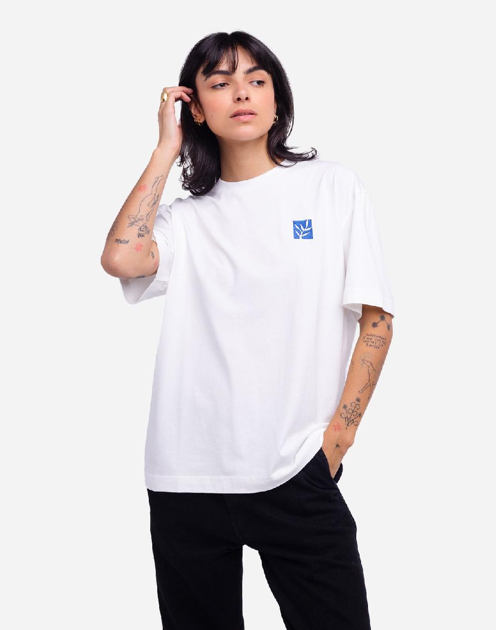 olow T-shirt Damier écru ample