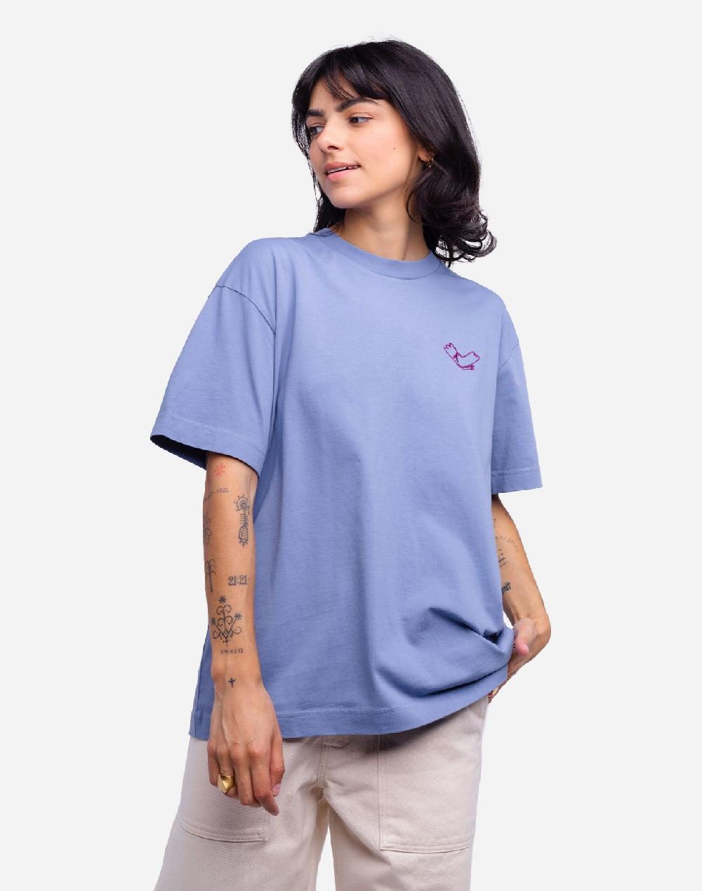 Olow T-shirt Passarinho Bleu Azur Ample