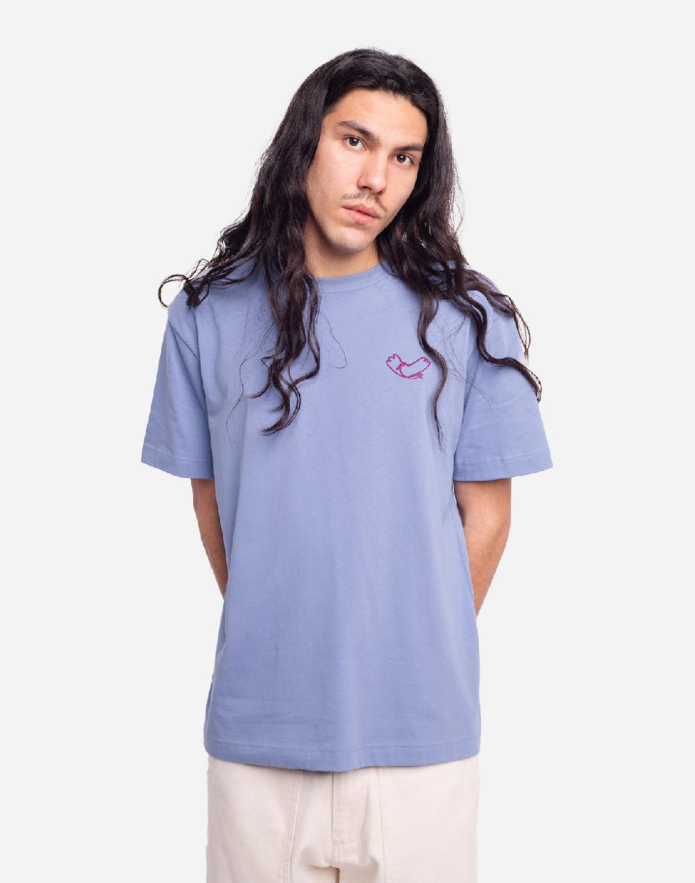 olow T-shirt Passarinho bleu azur ample