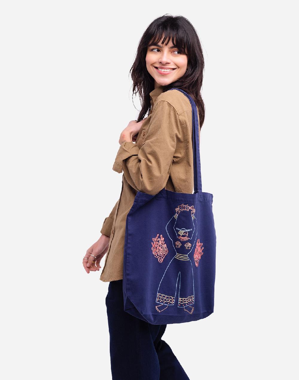 olow Totebag Toto Mothersea bleu outremer