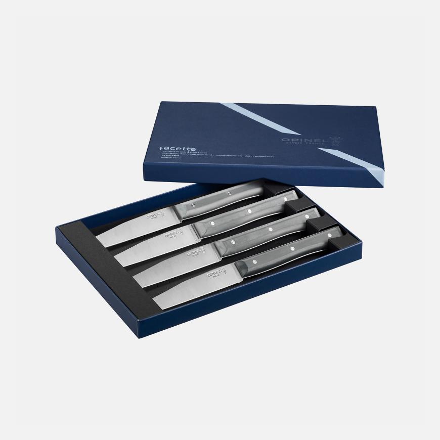 Opinel Coffret De 4 Couteaux De Table Facette Ardoise Microdenté