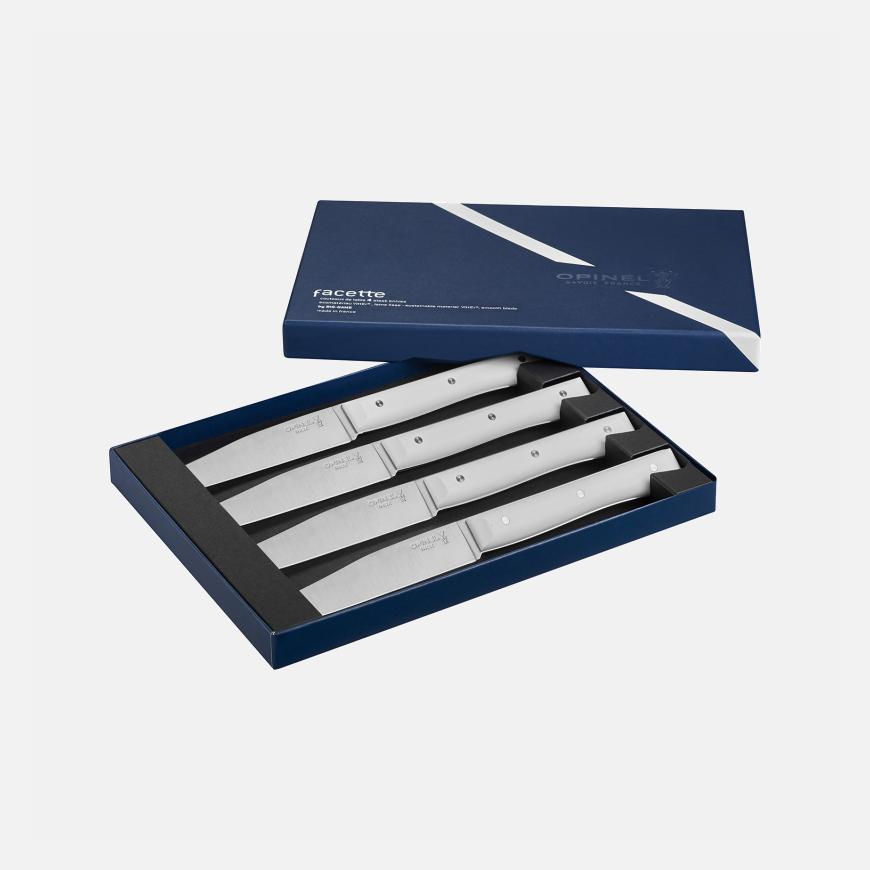 Opinel Coffret De 4 Couteaux De Table Facette Blanc