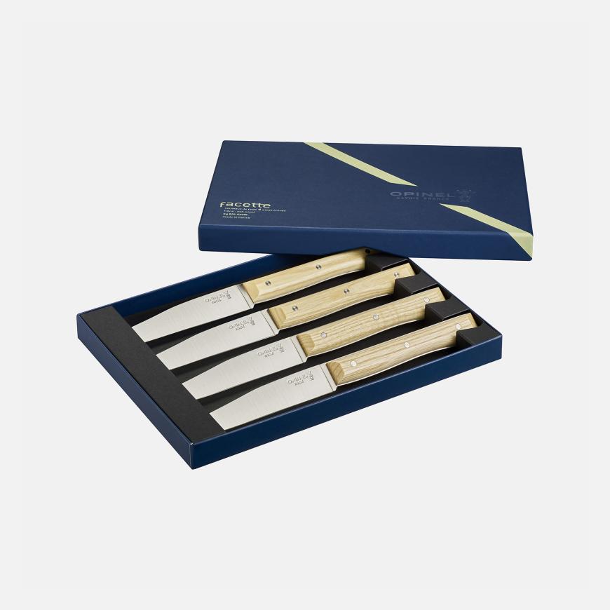 Opinel Coffret De 4 Couteaux De Table Facette Frêne