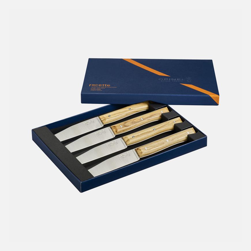 Opinel Coffret De 4 Couteaux De Table Facette Olivier