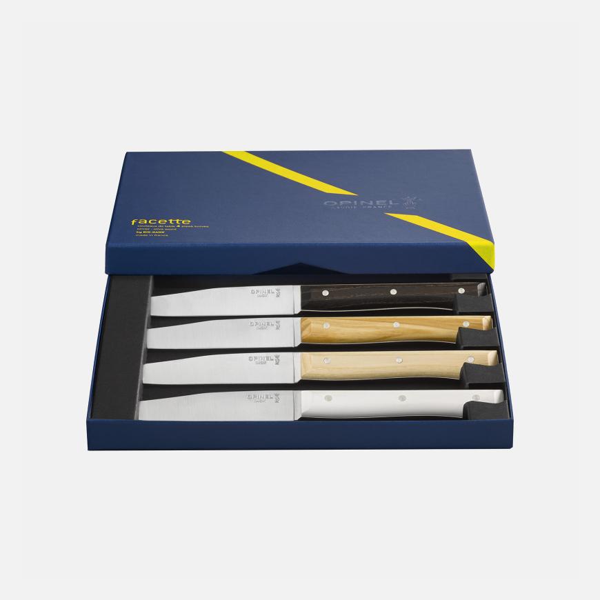 Opinel Coffret De 4 Couteaux De Table Facette Panaché