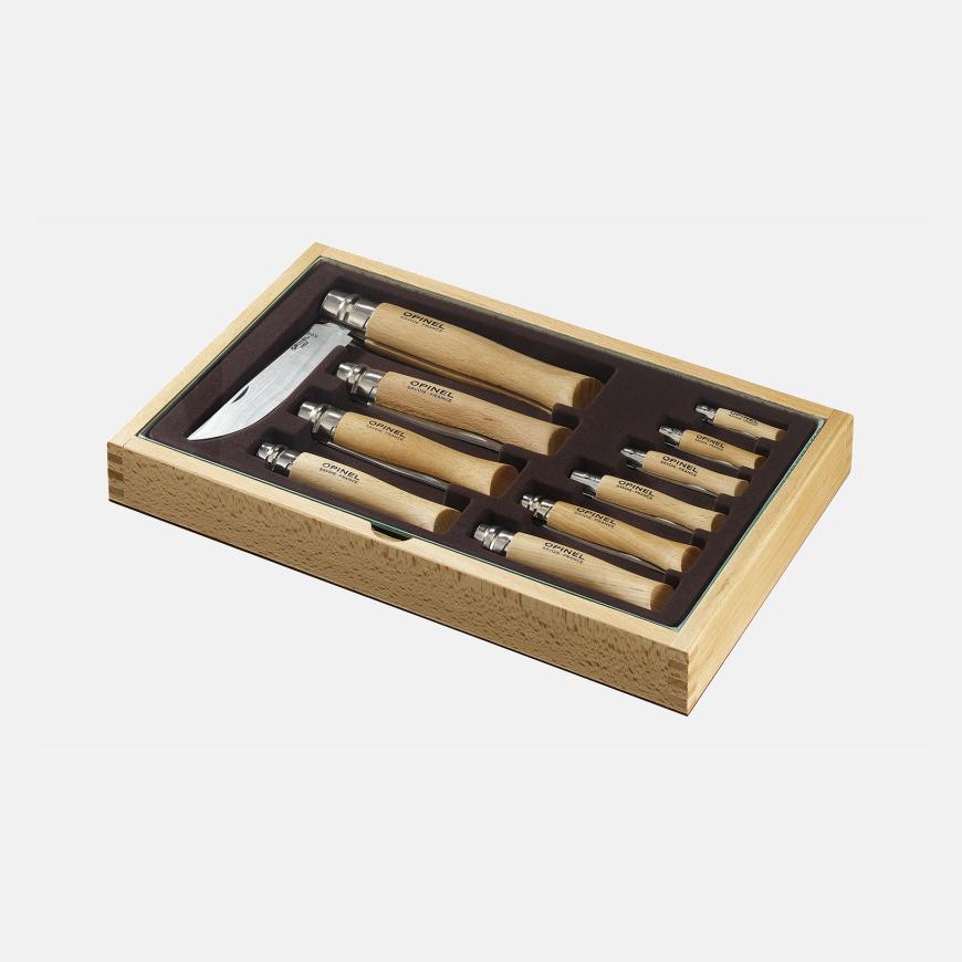 opinel Vitrine 10 Couteaux Inox
