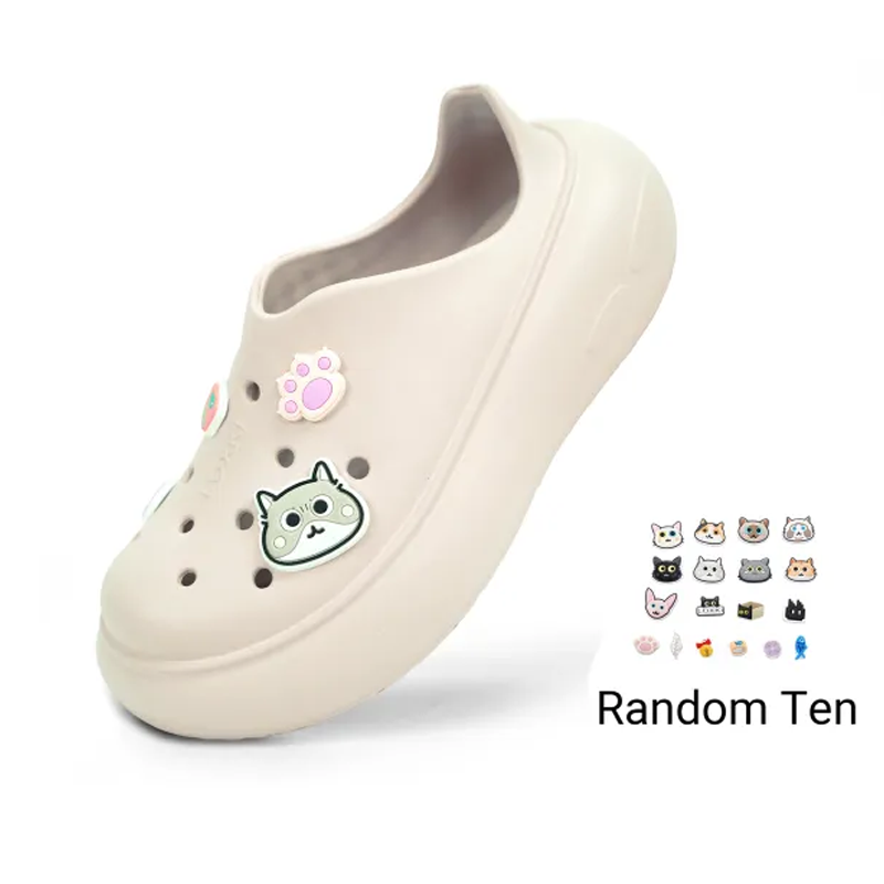 Opp France Apricot Cute Hole Shoes Thick Sole Height Increasing Women’s Beach Shoes