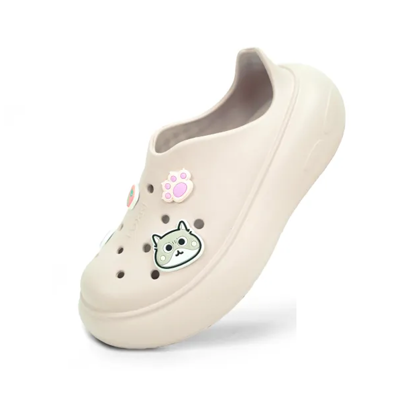 opp france Apricot cute hole shoes thick sole height increasing women’s beach shoes