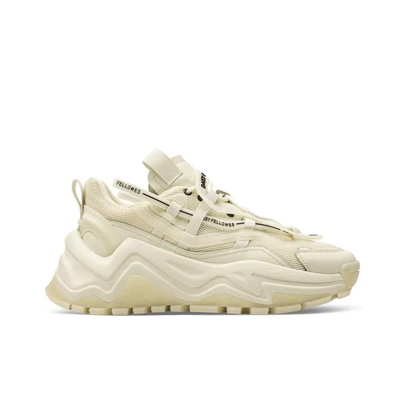 Opp France Beige Mesh Fashionable Trendy Lace Up Retro Women’s Casual Shoes