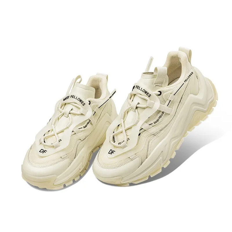 Opp France Beige Mesh Fashionable Trendy Lace Up Retro Women’s Casual Shoes