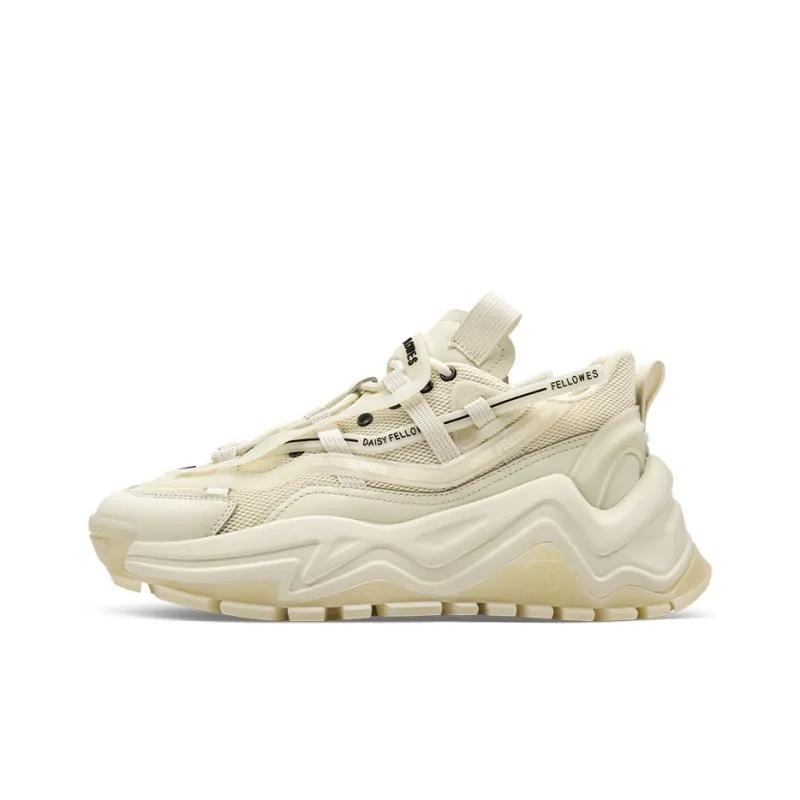 opp france Beige mesh fashionable trendy lace up retro women’s casual shoes